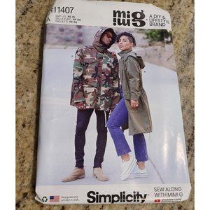 NEW! Simplicity R11407 Unisex XS S M L XL Combat Camo Jacket Utility Parka Hood